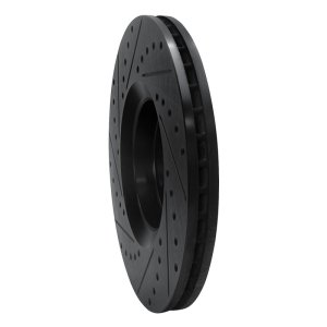 Cadillac BLS Brake Rotor (1) - Front Right - R1 Concepts - Drilled & Slotted - Black - `03-`11